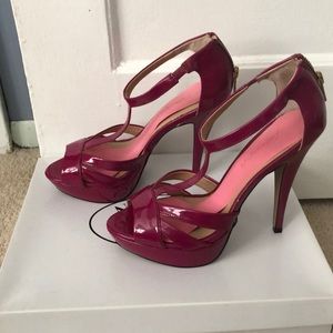 Fuchsia stacked heels
